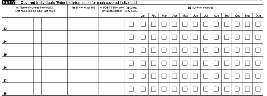 Part IV of Form 1095-B