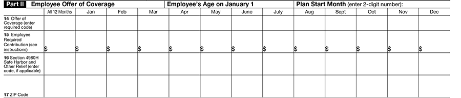 Part II of ACA Form 1095-C